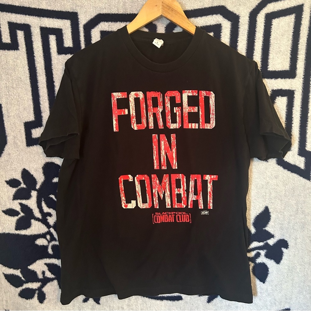 AEW Blackpool Combat Club Black Graphic T-Shirt Size Large Wrestling Tee BCC WWE